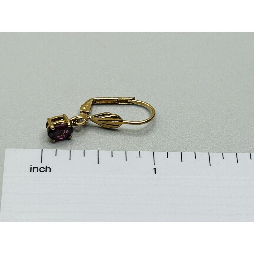 Karis Earrings Gold-tone Purple Stone Oval Prong Set Open Back Lever Back Style - Picture 10 of 10